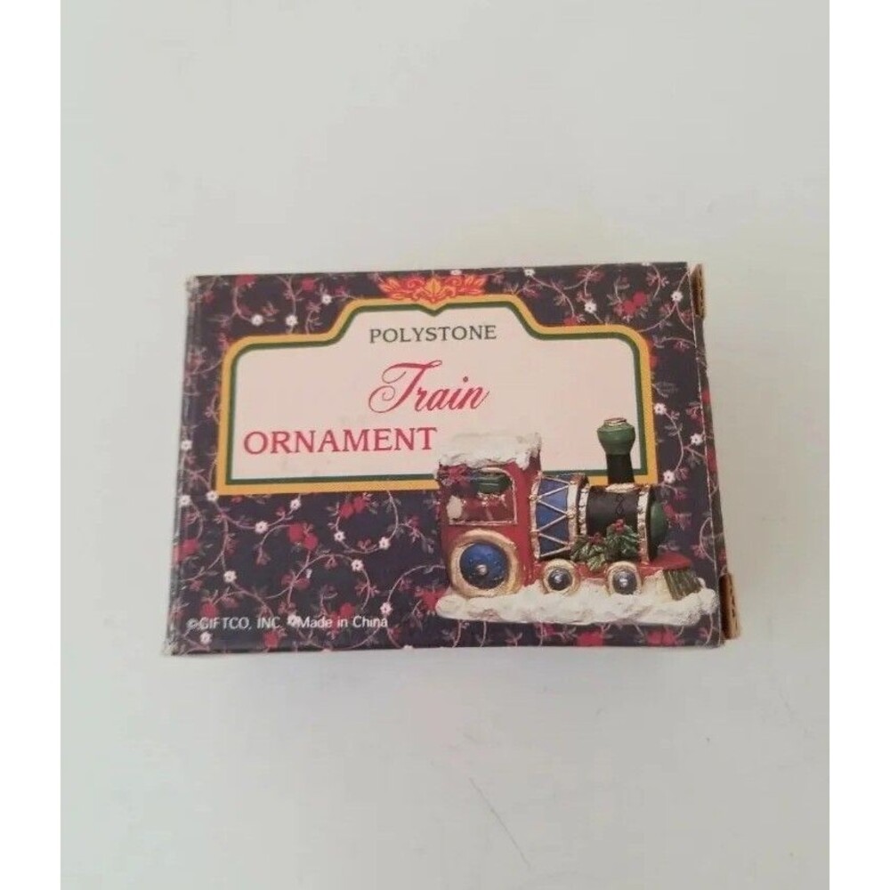Vintage Giftco Polystone Train Ornament Christmas Tree Deco 2" X 3" New